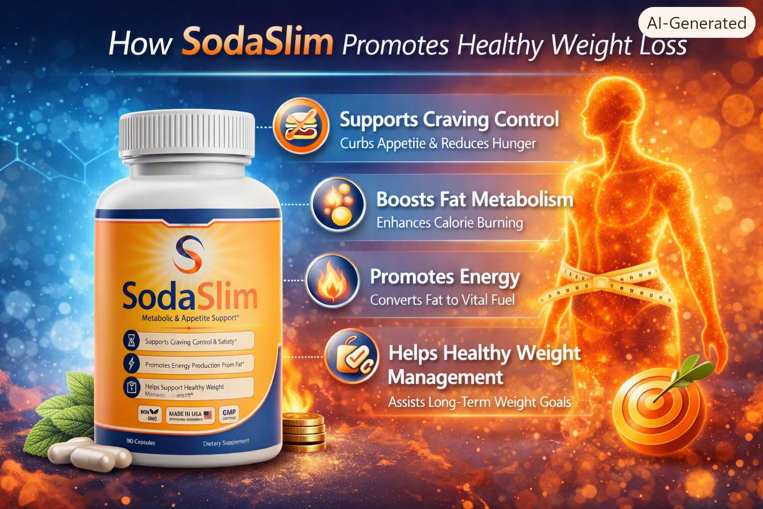 SodaSlim ingredients — Caffeine Anhydrous, Green Coffee Bean, Raspberry Ketone, Garcinia, and Green Tea Extract
